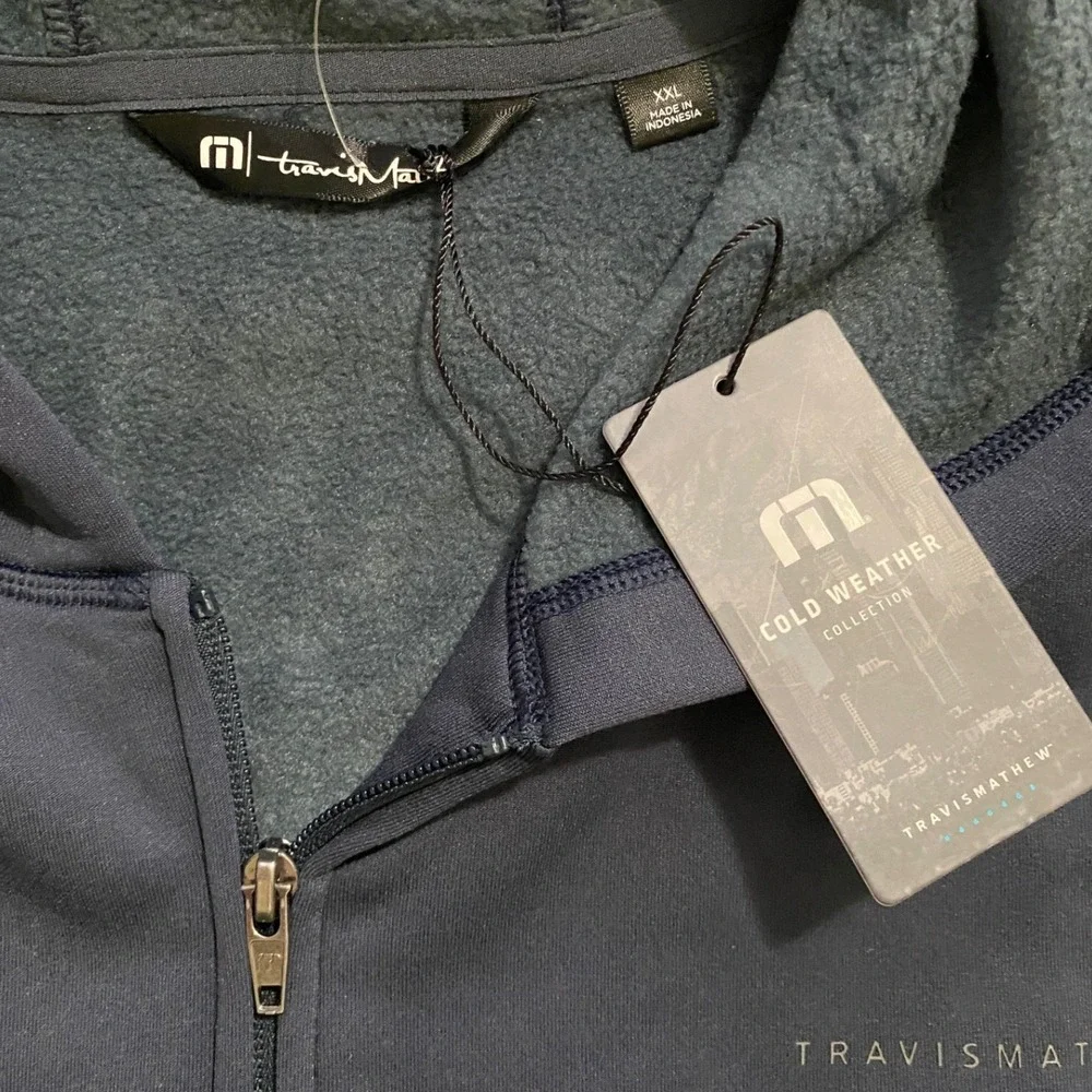 TravisMathew City Cold Weather Collection Zip Up Hoodie Jacket Men's 2XL Navy